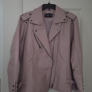 Women's Pink Faux Leather Jacket